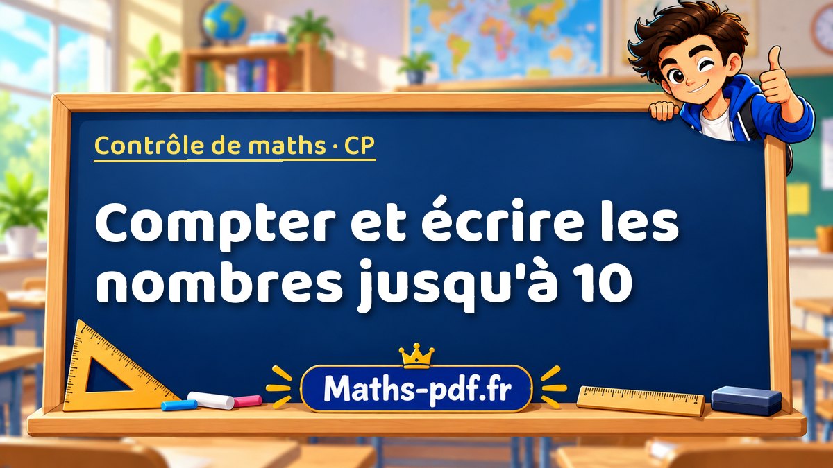 Compter et écrire les nombres jusqu'à 10 – Contrôle de maths niveau CP sur Maths-pdf.fr