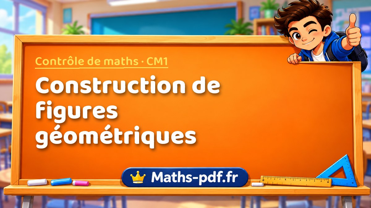 Construction de figures géométriques – Contrôle de maths niveau CM1 sur Maths-pdf.fr