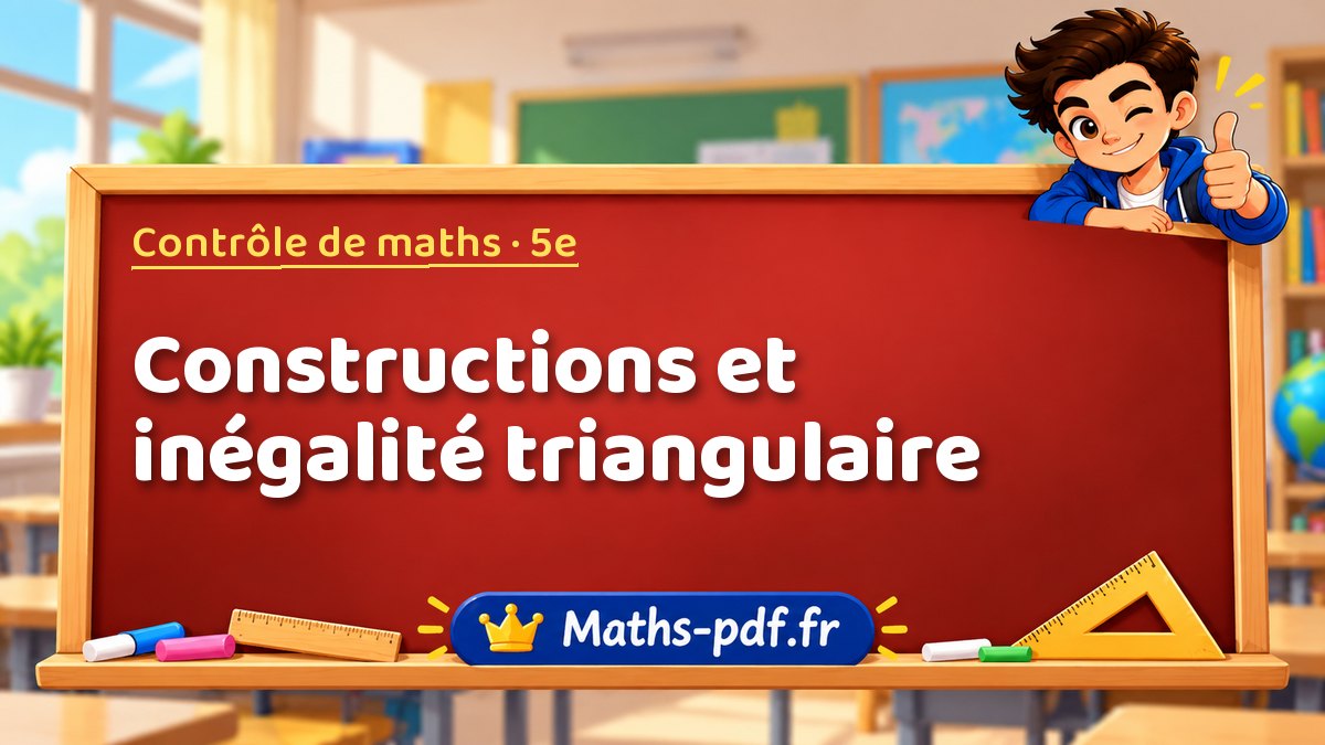 Constructions et inégalité triangulaire – Contrôle de maths niveau 5e sur Maths-pdf.fr