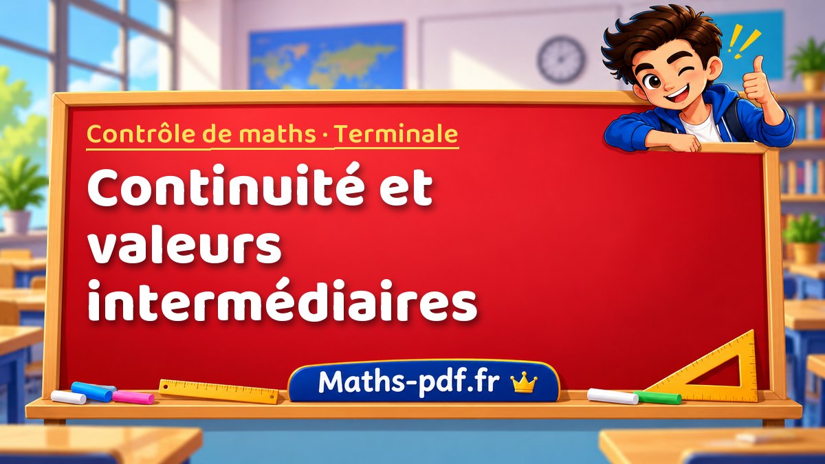Continuité et valeurs intermédiaires – Contrôle de maths niveau Terminale sur Maths-pdf.fr