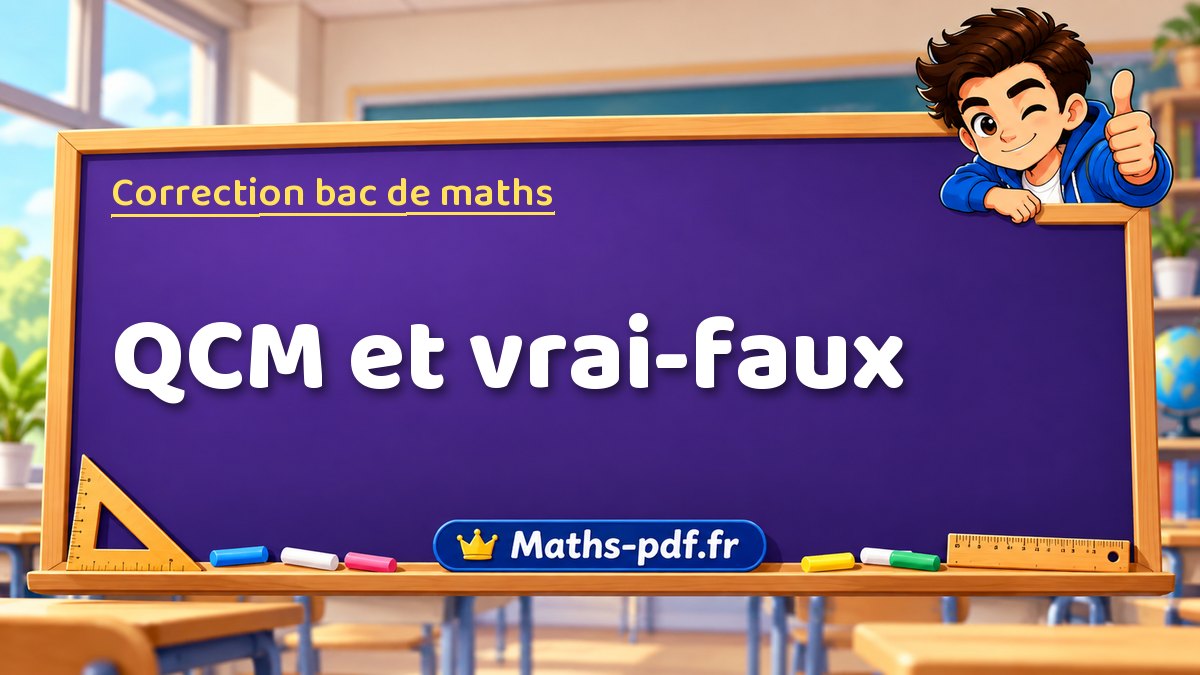 Correction du bac de maths : QCM et vrai-faux, exercices des sujets officiels