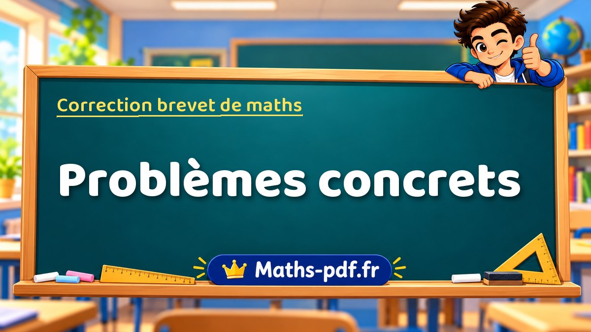 Correction du brevet de maths : Problèmes concrets, exercices des sujets officiels