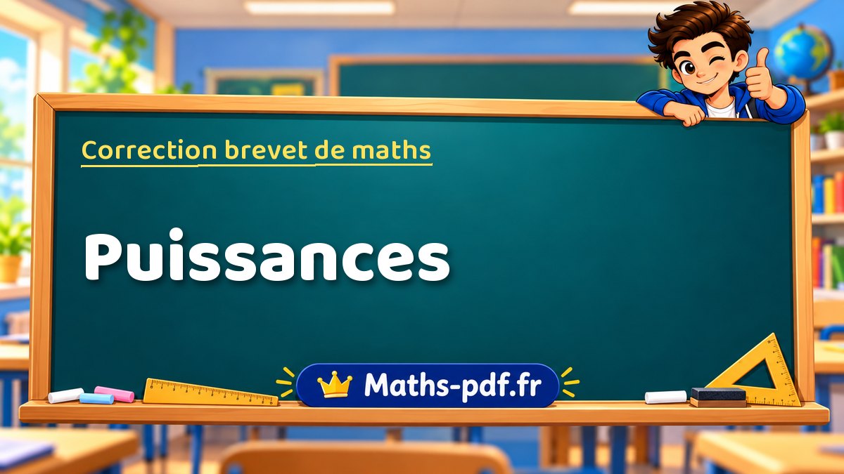 Correction du brevet de maths : Puissances, exercices des sujets officiels