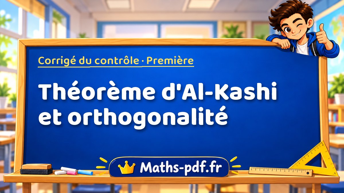 Théorème d'Al-Kashi et orthogonalité – Corrigé de contrôle de maths niveau Première sur Maths-pdf.fr