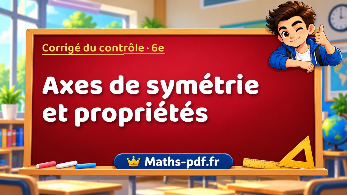 Axes de symétrie et propriétés – Corrigé de contrôle de maths niveau 6e sur Maths-pdf.fr