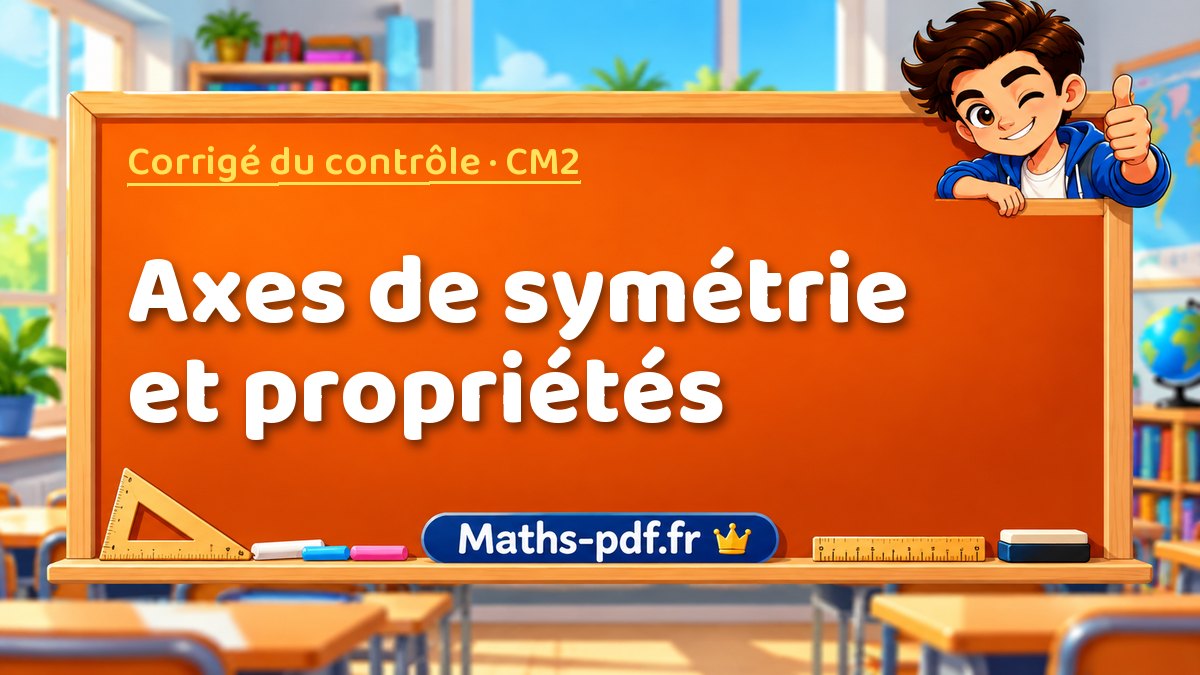 Axes de symétrie et propriétés – Corrigé de contrôle de maths niveau CM2 sur Maths-pdf.fr