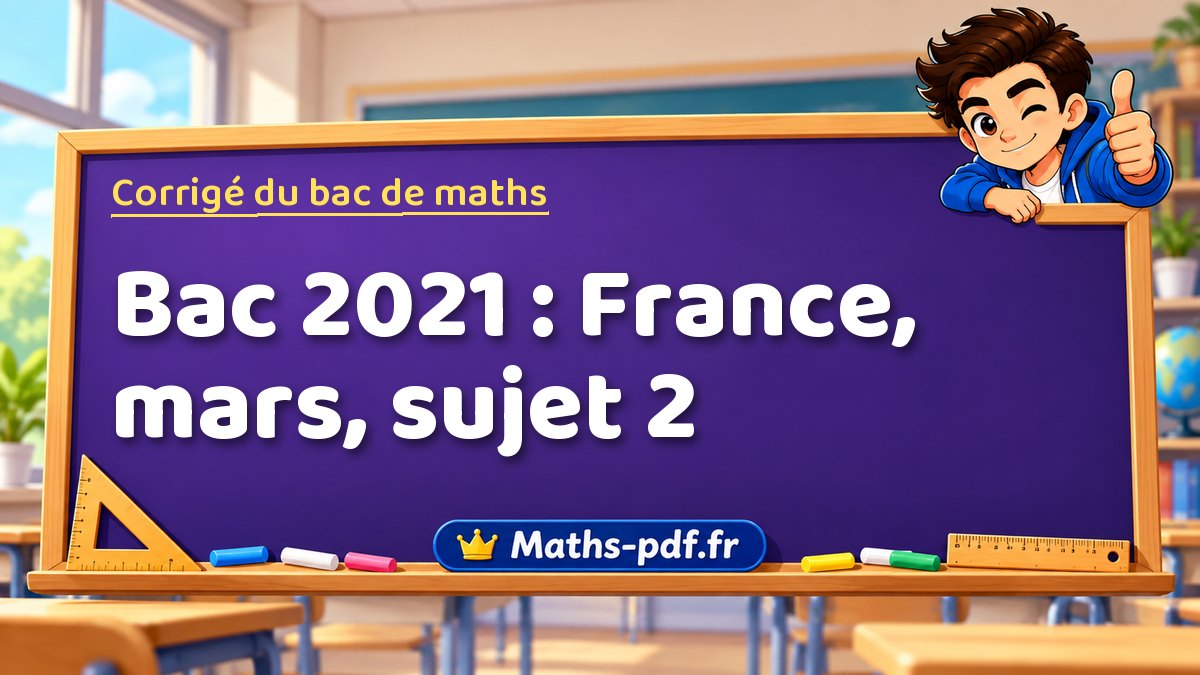 Corrigé de maths – Bac 2021 : France, mars, sujet 2 – Maths-pdf.fr