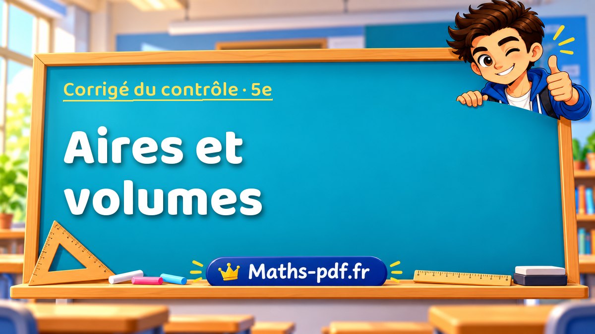 Aires et volumes – Corrigé de contrôle de maths niveau 5e sur Maths-pdf.fr