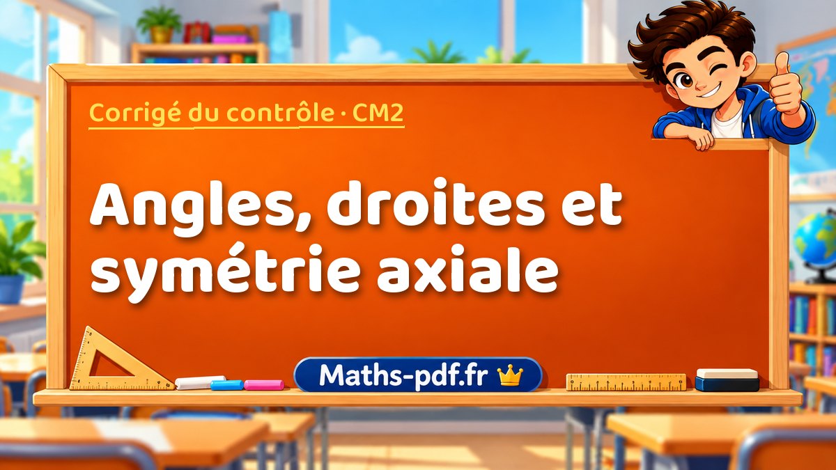 Angles, droites et symétrie axiale – Corrigé de contrôle de maths niveau CM2 sur Maths-pdf.fr