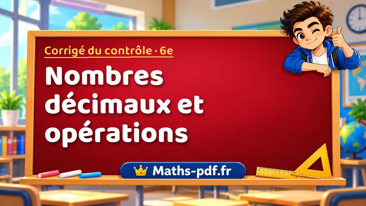 Nombres décimaux et opérations – Corrigé de contrôle de maths niveau 6e sur Maths-pdf.fr