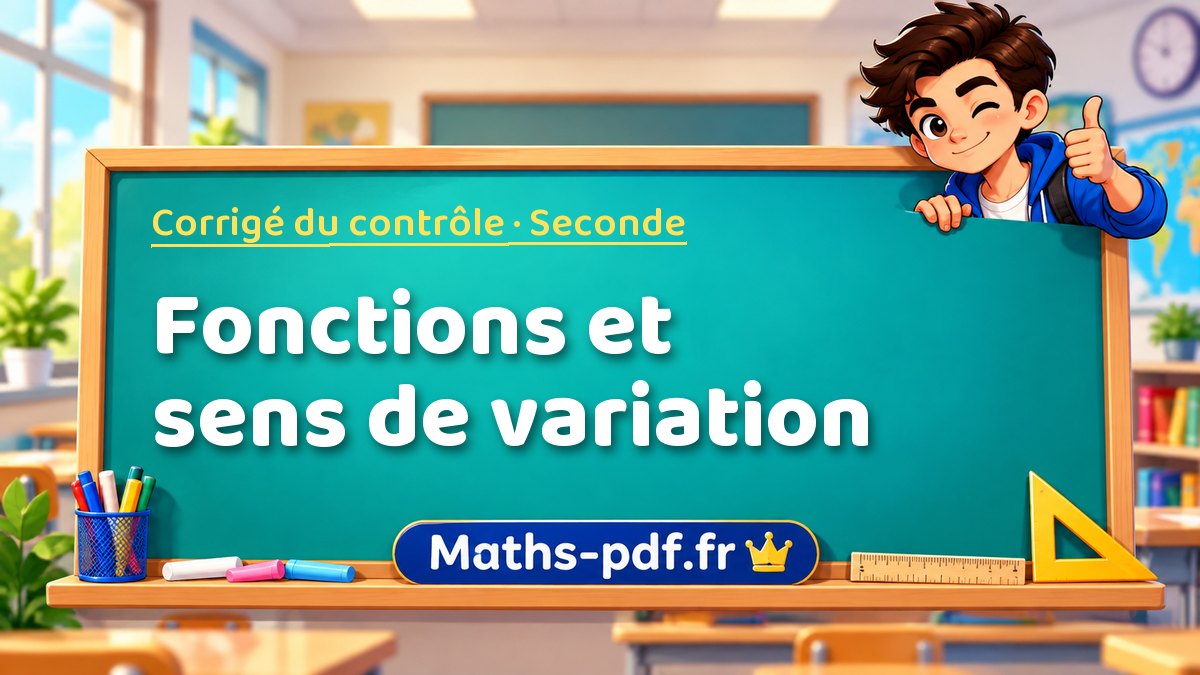 Fonctions et sens de variation – Corrigé de contrôle de maths niveau Seconde sur Maths-pdf.fr