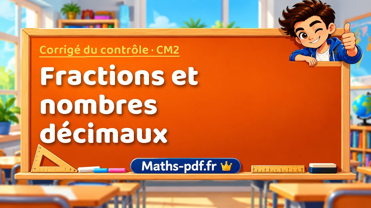 Fractions et nombres décimaux – Corrigé de contrôle de maths niveau CM2 sur Maths-pdf.fr
