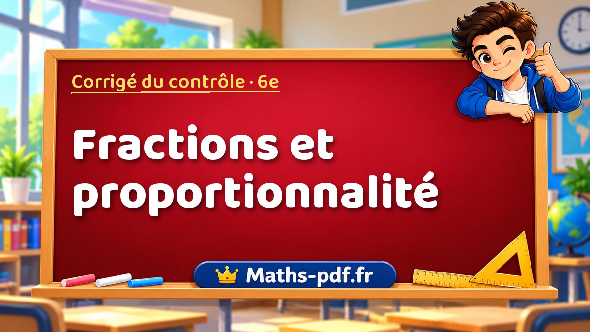 Fractions et proportionnalité – Corrigé de contrôle de maths niveau 6e sur Maths-pdf.fr