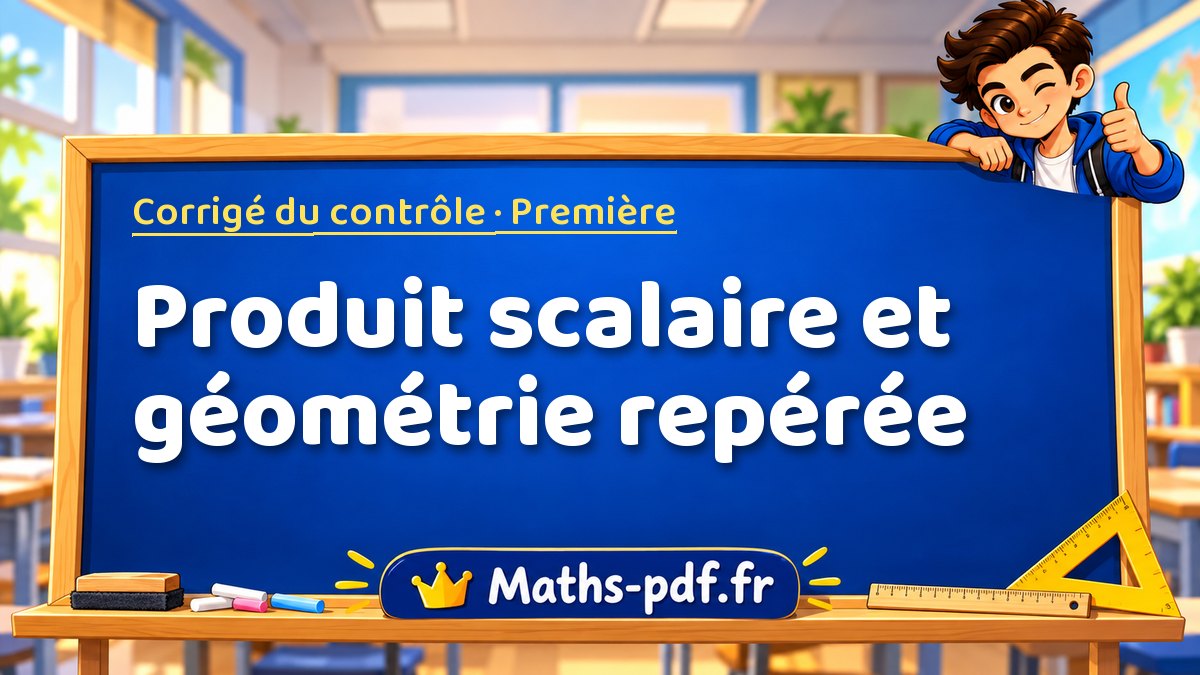 Produit scalaire et géométrie repérée – Corrigé de contrôle de maths niveau Première sur Maths-pdf.fr