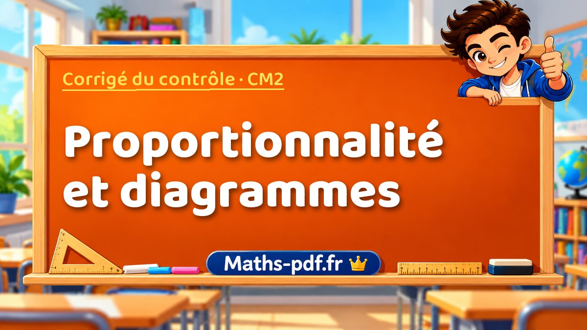 Proportionnalité et diagrammes – Corrigé de contrôle de maths niveau CM2 sur Maths-pdf.fr