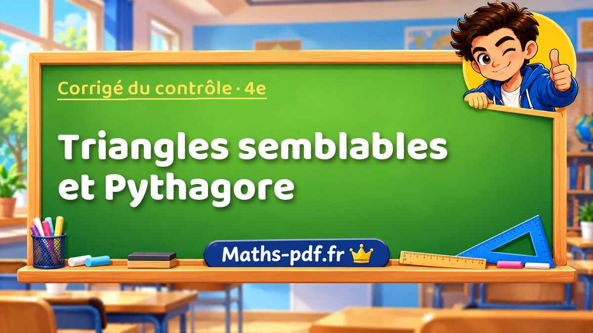 Triangles semblables et Pythagore – Corrigé de contrôle de maths niveau 4e sur Maths-pdf.fr