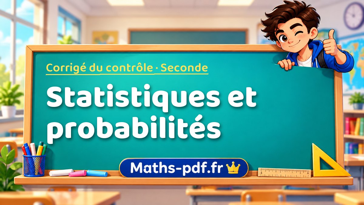 Statistiques et probabilités – Corrigé de contrôle de maths niveau Seconde sur Maths-pdf.fr