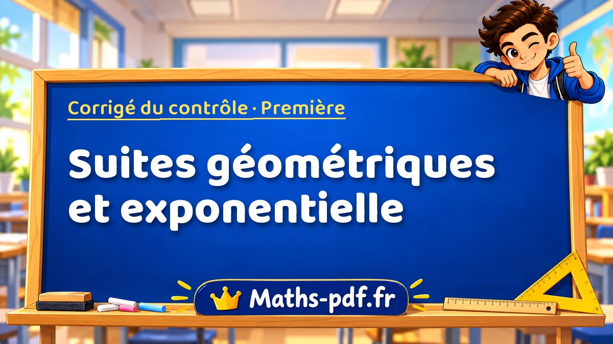 Suites géométriques et exponentielle – Corrigé de contrôle de maths niveau Première sur Maths-pdf.fr