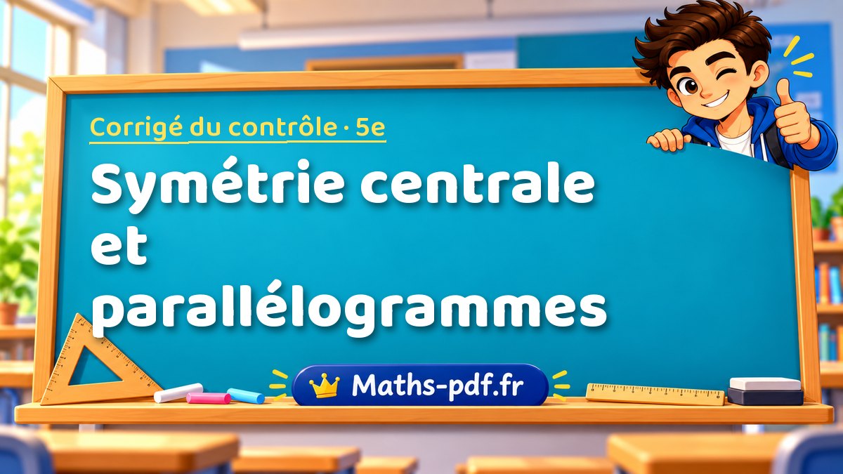 Symétrie centrale et parallélogrammes – Corrigé de contrôle de maths niveau 5e sur Maths-pdf.fr