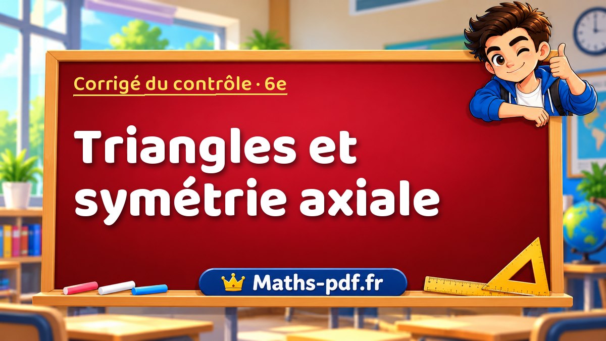 Triangles et symétrie axiale – Corrigé de contrôle de maths niveau 6e sur Maths-pdf.fr