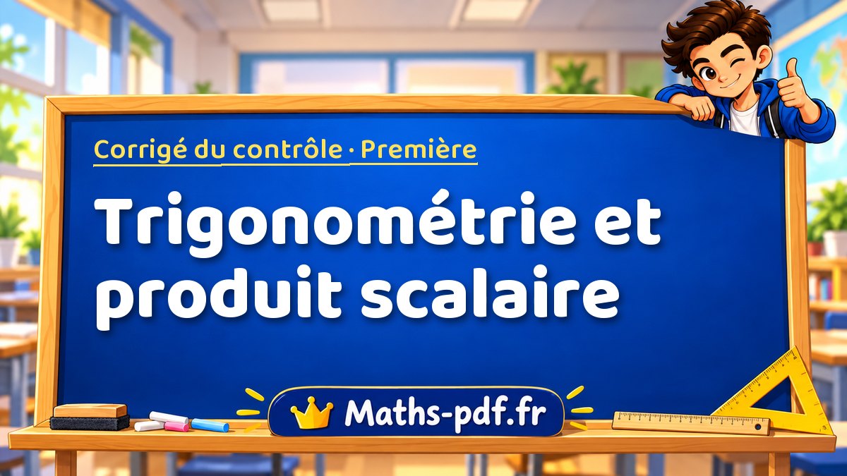 Trigonométrie et produit scalaire – Corrigé de contrôle de maths niveau Première sur Maths-pdf.fr