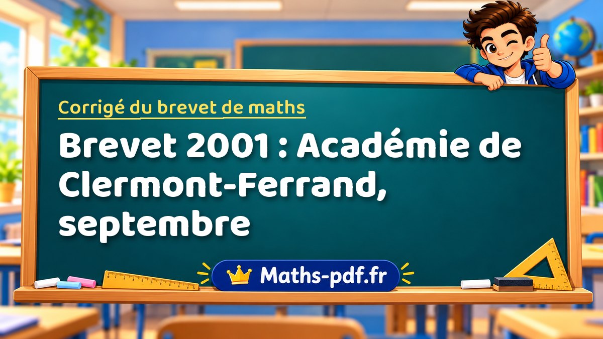 Corrigé de maths – Brevet 2001 : Académie de Clermont-Ferrand, septembre – Maths-pdf.fr