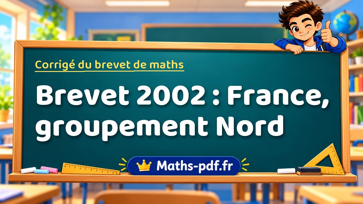 Corrigé de maths – Brevet 2002 : France, groupement Nord – Maths-pdf.fr