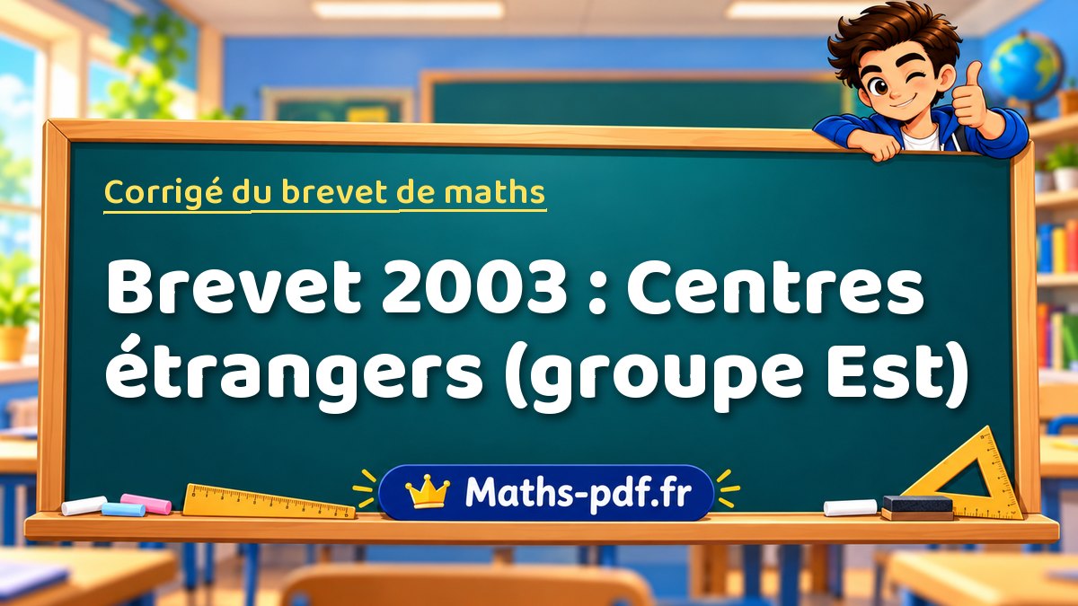 Corrigé de maths – Brevet 2003 : Centres étrangers (groupe Est) – Maths-pdf.fr