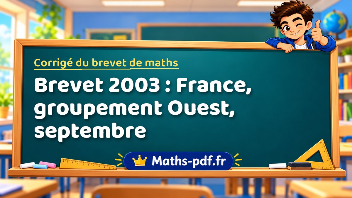 Corrigé de maths – Brevet 2003 : France, groupement Ouest, septembre – Maths-pdf.fr