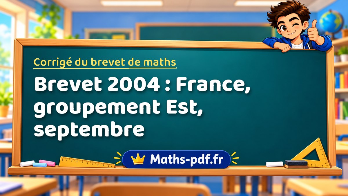 Corrigé de maths – Brevet 2004 : France, groupement Est, septembre – Maths-pdf.fr