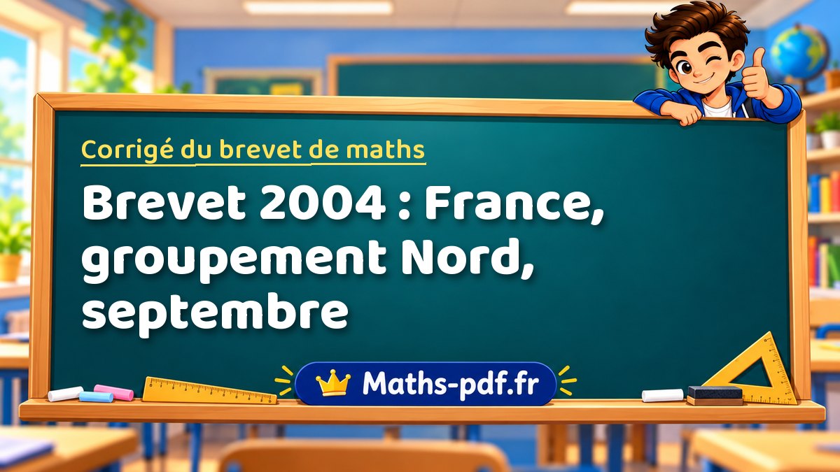 Corrigé de maths – Brevet 2004 : France, groupement Nord, septembre – Maths-pdf.fr