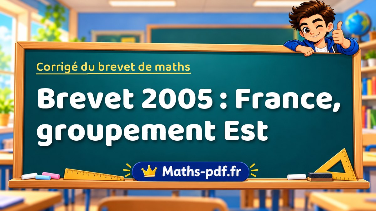 Corrigé de maths – Brevet 2005 : France, groupement Est – Maths-pdf.fr