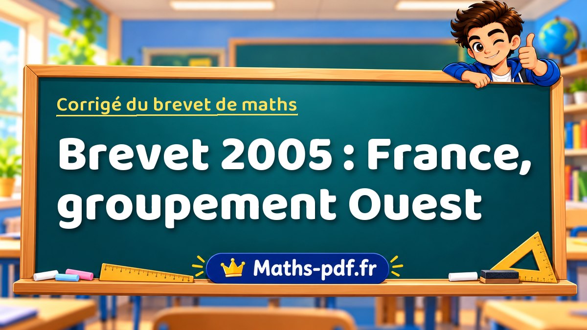 Corrigé de maths – Brevet 2005 : France, groupement Ouest – Maths-pdf.fr