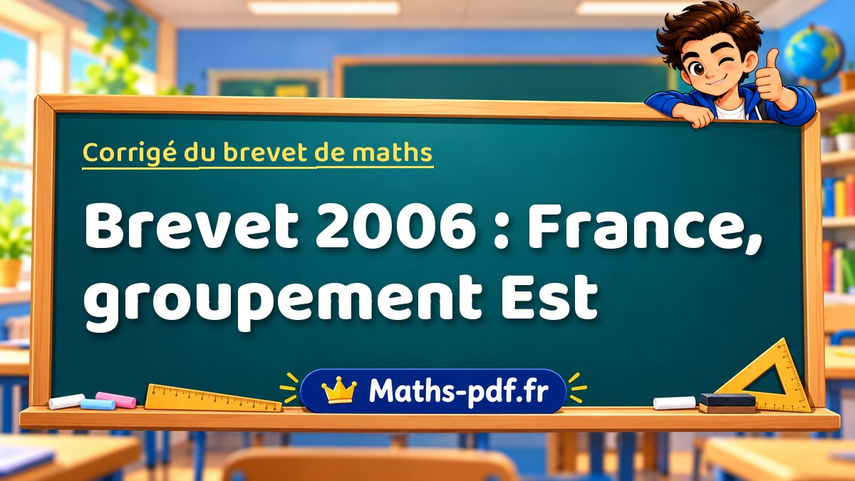 Corrigé de maths – Brevet 2006 : France, groupement Est – Maths-pdf.fr
