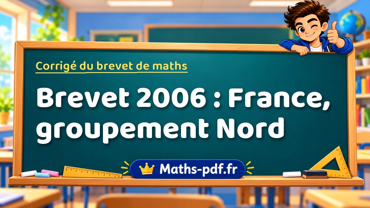 Corrigé de maths – Brevet 2006 : France, groupement Nord – Maths-pdf.fr