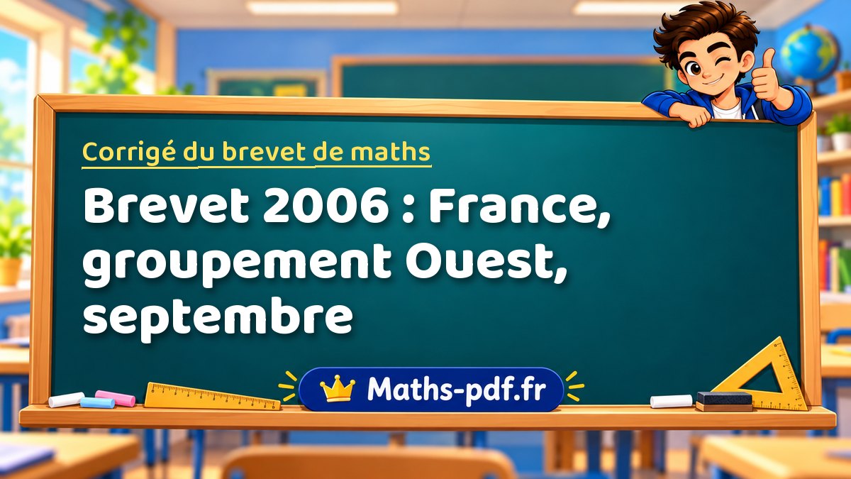 Corrigé de maths – Brevet 2006 : France, groupement Ouest, septembre – Maths-pdf.fr