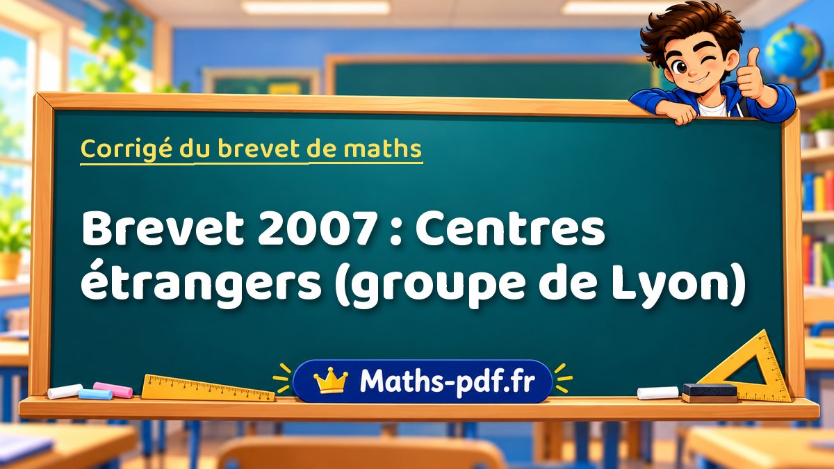 Corrigé de maths – Brevet 2007 : Centres étrangers (groupe de Lyon) – Maths-pdf.fr