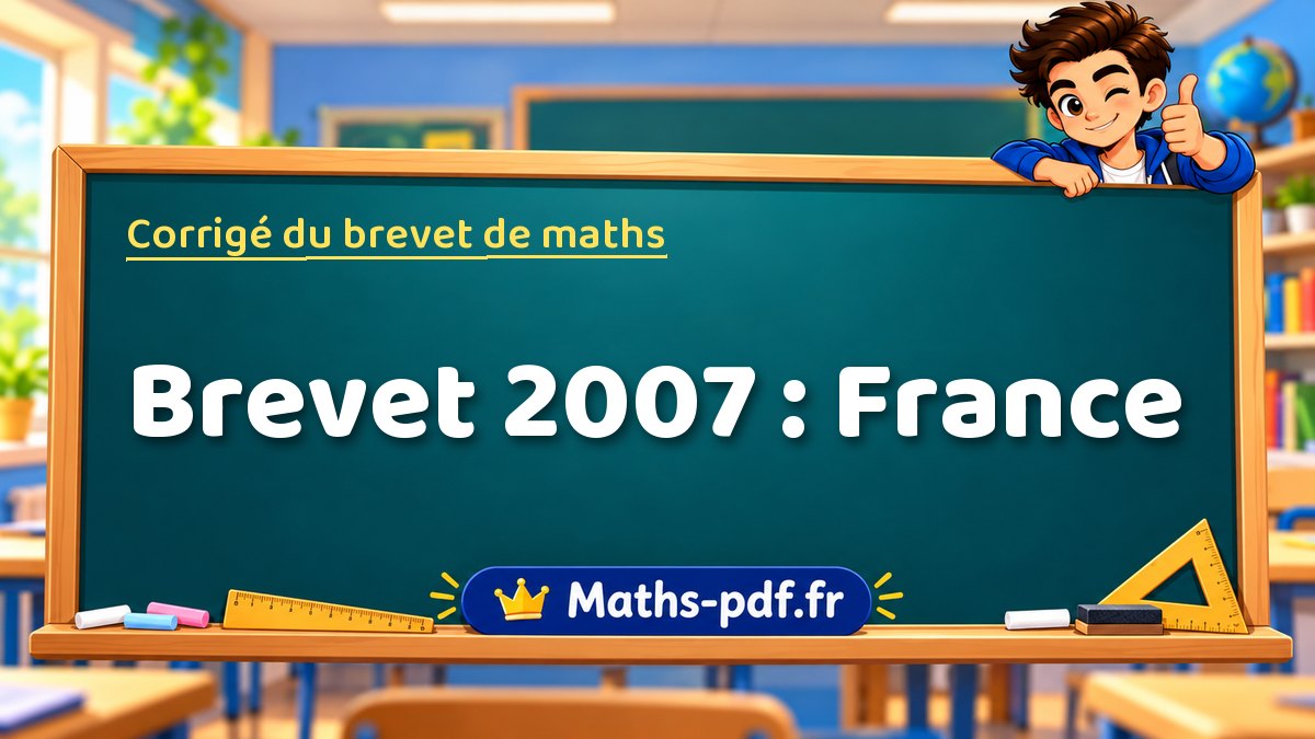 Corrigé de maths – Brevet 2007 : France – Maths-pdf.fr