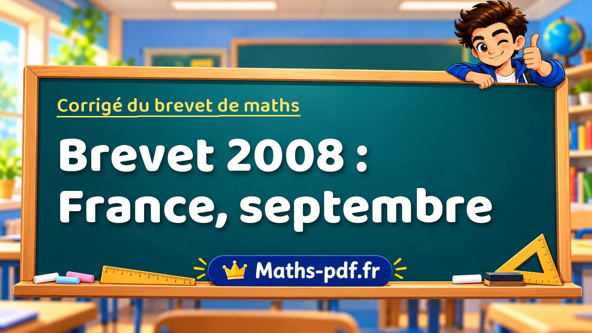 Corrigé de maths – Brevet 2008 : France, septembre – Maths-pdf.fr
