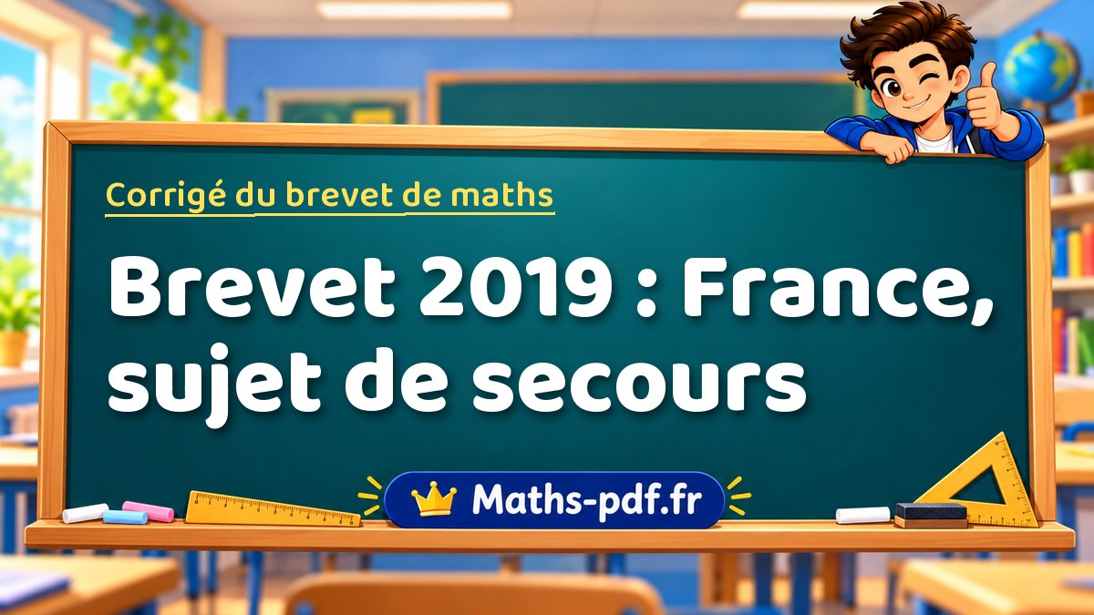 Corrigé de maths – Brevet 2019 : France, sujet de secours – Maths-pdf.fr