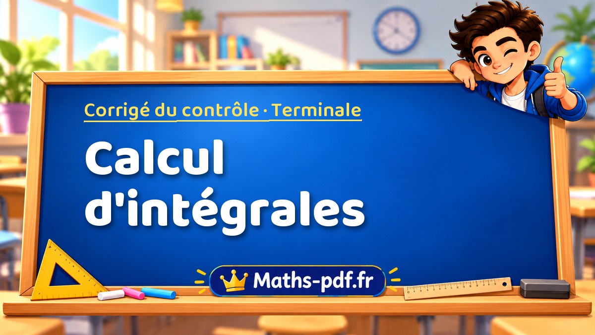 Calcul d'intégrales – Corrigé de contrôle de maths niveau Terminale sur Maths-pdf.fr