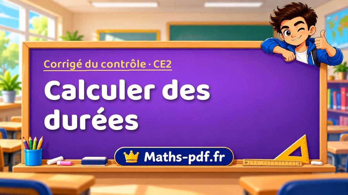 Calculer des durées – Corrigé de contrôle de maths niveau CE2 sur Maths-pdf.fr