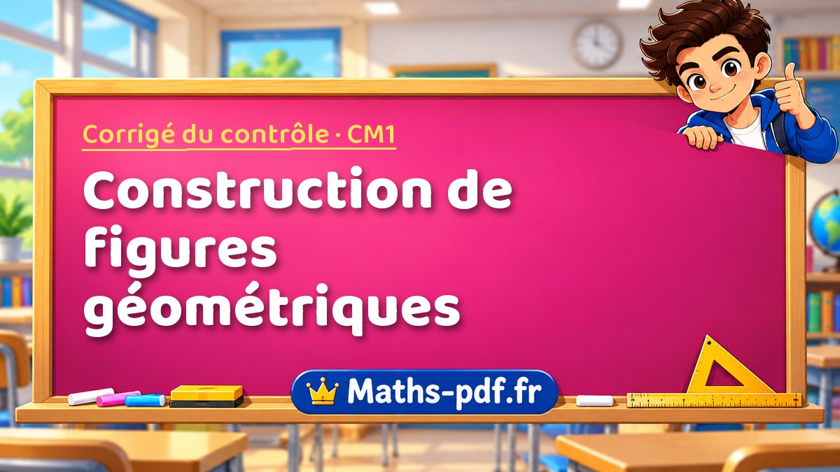 Construction de figures géométriques – Corrigé de contrôle de maths niveau CM1 sur Maths-pdf.fr