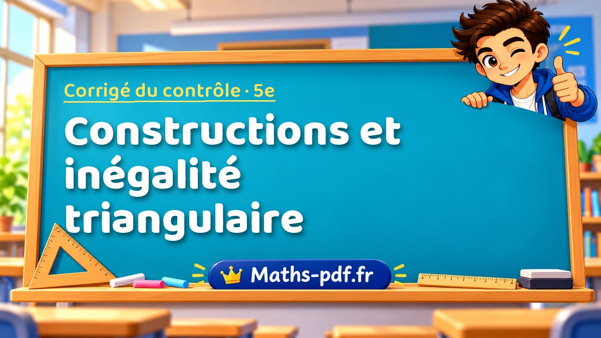 Constructions et inégalité triangulaire – Corrigé de contrôle de maths niveau 5e sur Maths-pdf.fr