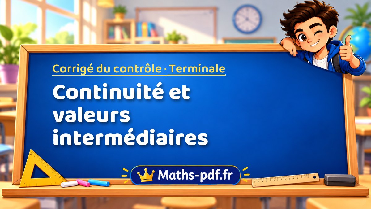 Continuité et valeurs intermédiaires – Corrigé de contrôle de maths niveau Terminale sur Maths-pdf.fr
