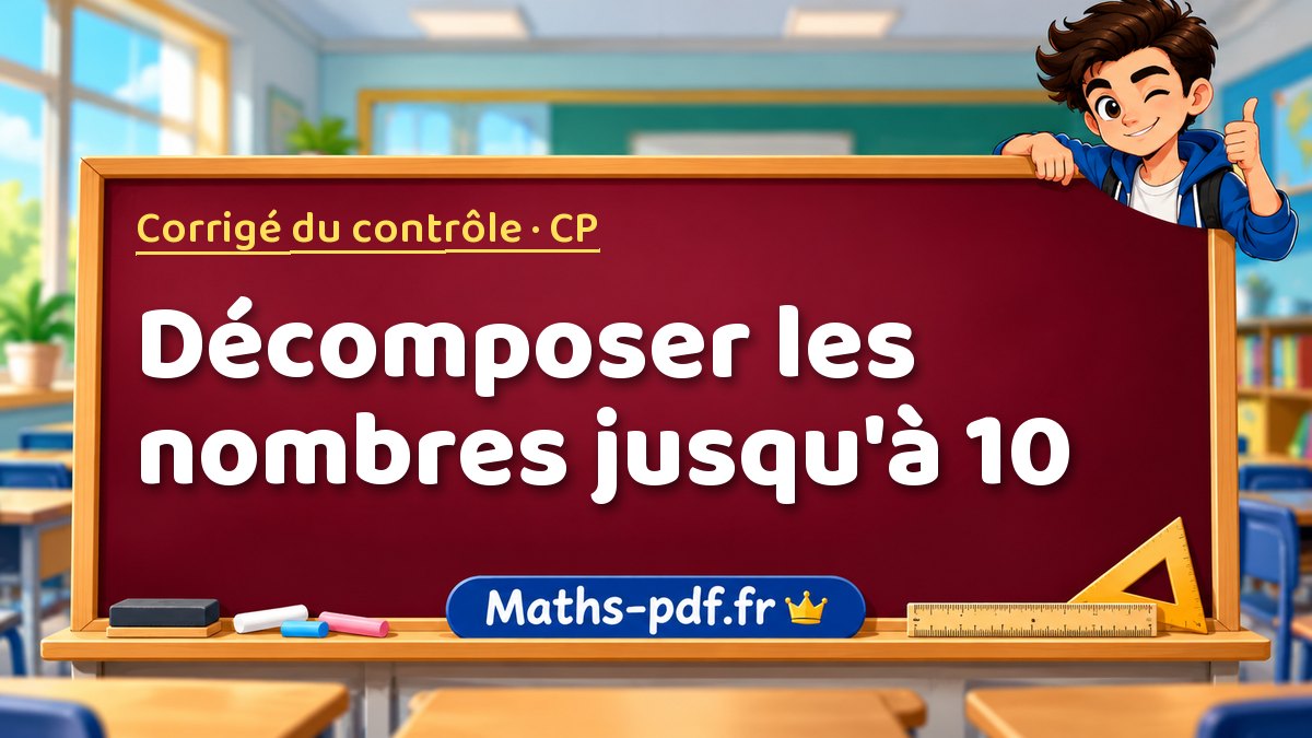 Décomposer les nombres jusqu'à 10 – Corrigé de contrôle de maths niveau CP sur Maths-pdf.fr