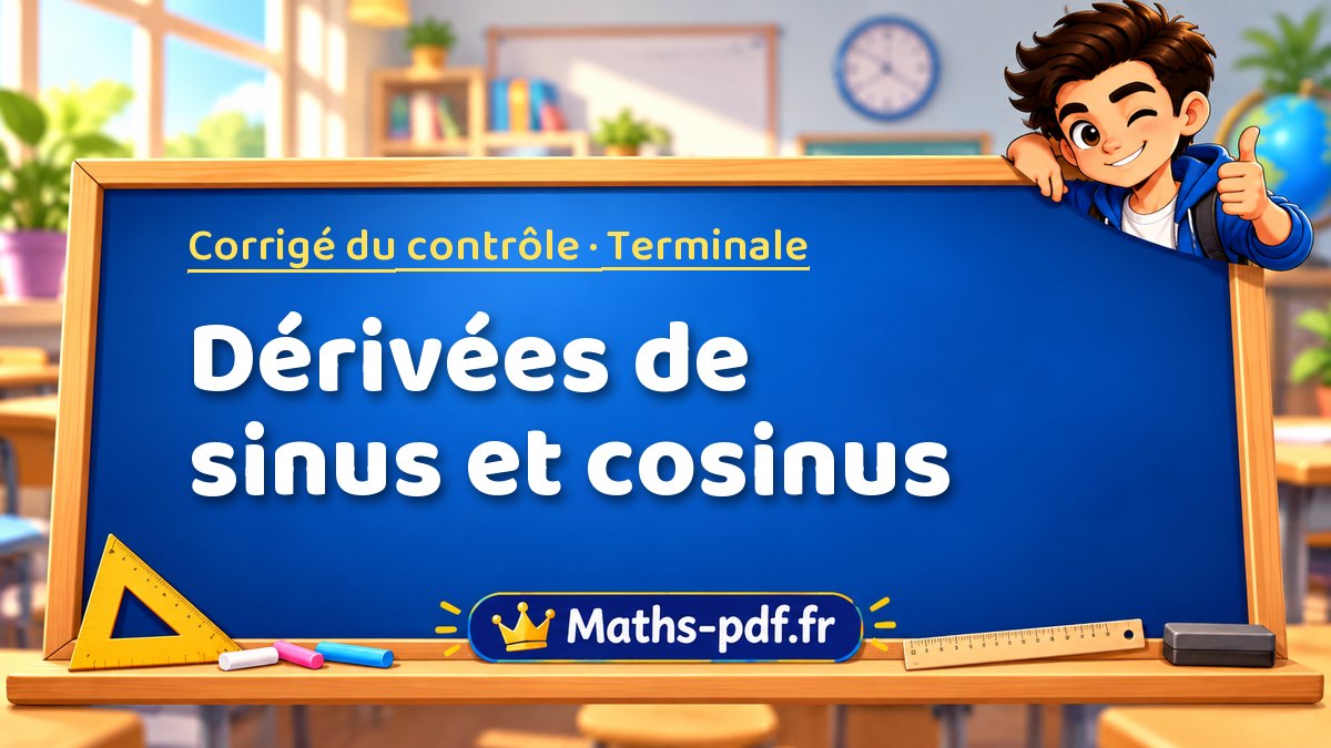 Dérivées de sinus et cosinus – Corrigé de contrôle de maths niveau Terminale sur Maths-pdf.fr