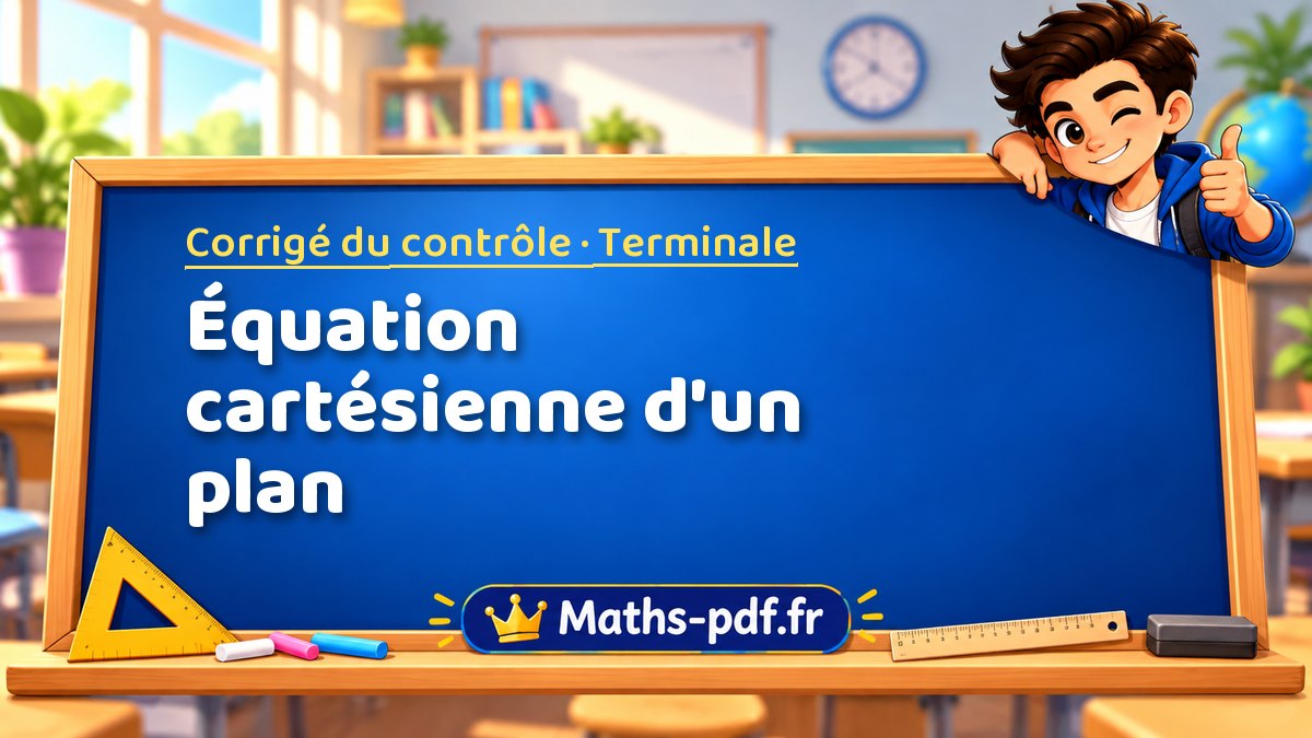 Équation cartésienne d'un plan – Corrigé de contrôle de maths niveau Terminale sur Maths-pdf.fr