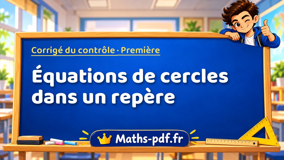 Équations de cercles dans un repère – Corrigé de contrôle de maths niveau Première sur Maths-pdf.fr