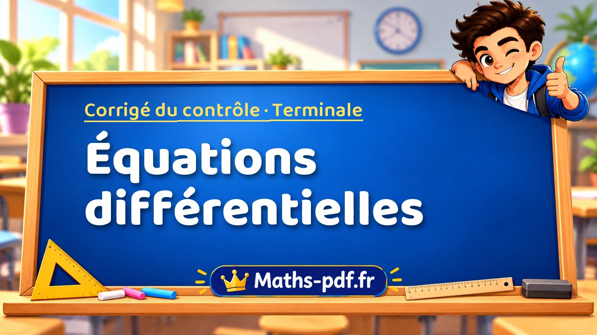 Équations différentielles – Corrigé de contrôle de maths niveau Terminale sur Maths-pdf.fr